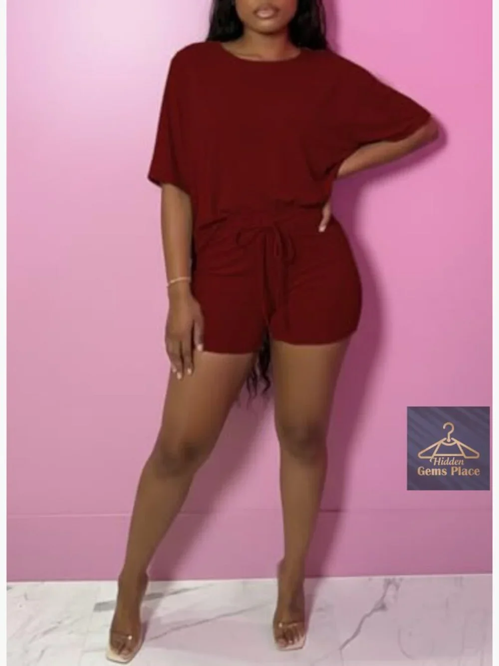 Biker Shorts Matching Lounge Set Two Piece Athletic Summer Outfit